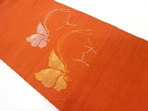 手織り紬　蝶模様織り出し名古屋帯